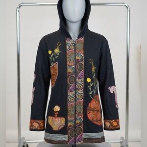 Jayli Black long sweatshirt pattern and embroidering - size small